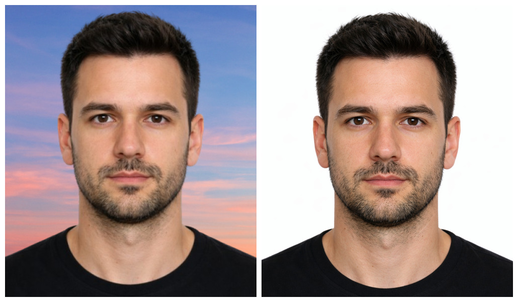 Comparação do antes e depois da remoção de fundo com IA