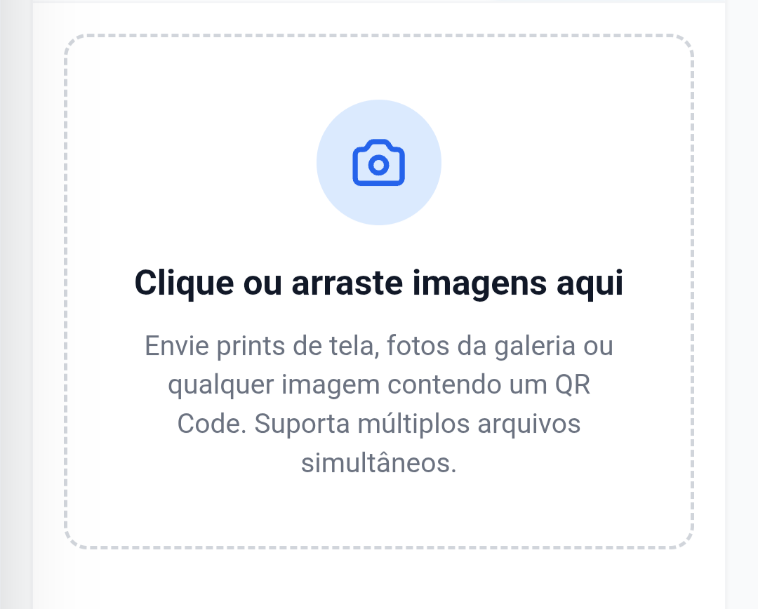 Interface inicial limpa e moderna do Leitor de QR Code do Ferramentas Grátis