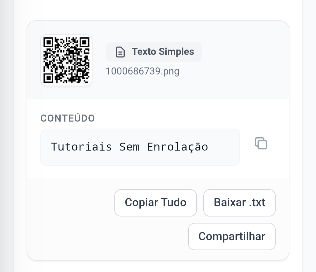 Demonstração prática do upload de uma captura de tela com QR Code