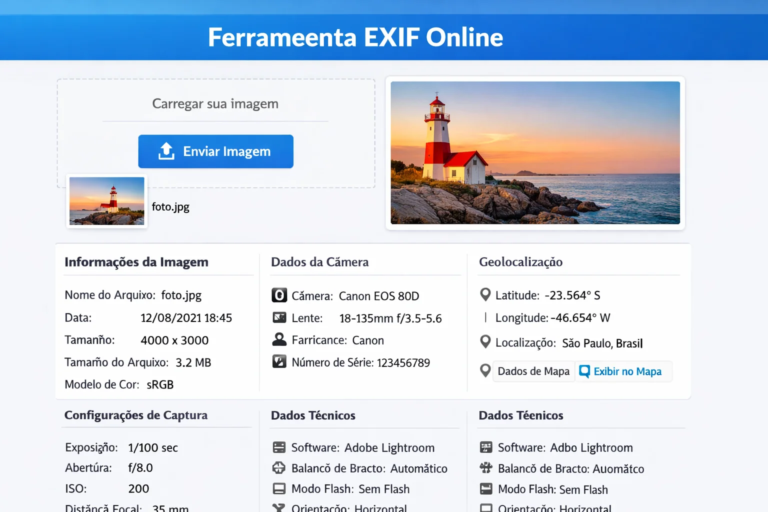 Visualizador de Metadados EXIF